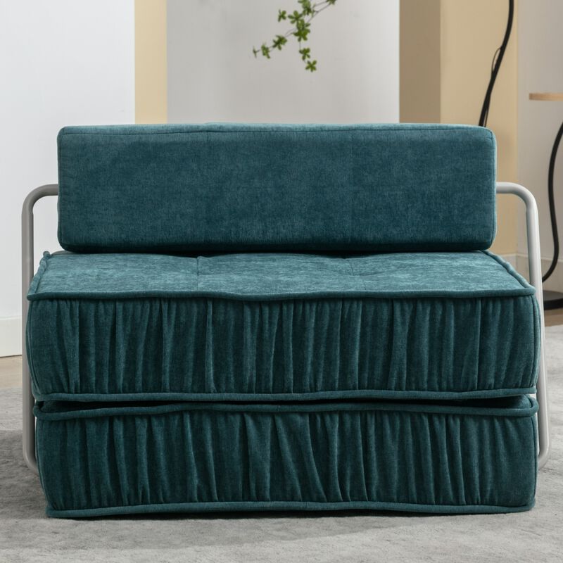 Modern Convertible Modular Sectional Sofa, Minimalist Chenille Sofas Couches, Accent Armless Chair with Removable Back Cushion for Living Room, Bedroom Office, Apartment, Small Space, Green, 1 Seat