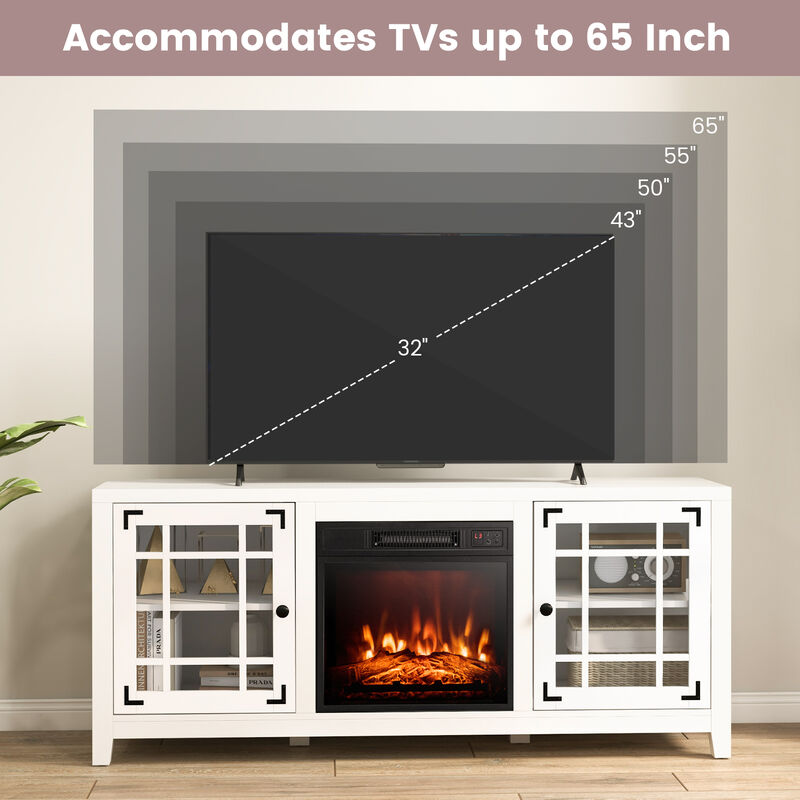 58 Inch Fireplace TV Stand with Adjustable Shelves for TVs up to 65 Inch