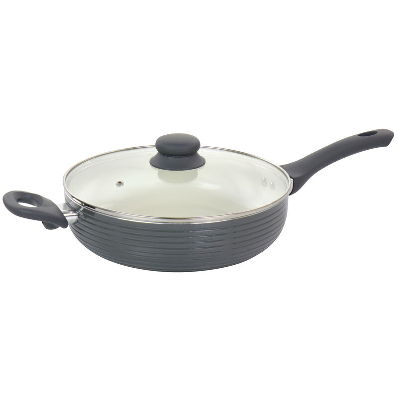 Oster Ridge Valley 3.5 Quart Nonstick Aluminum Saute Pan with Lid in Gray