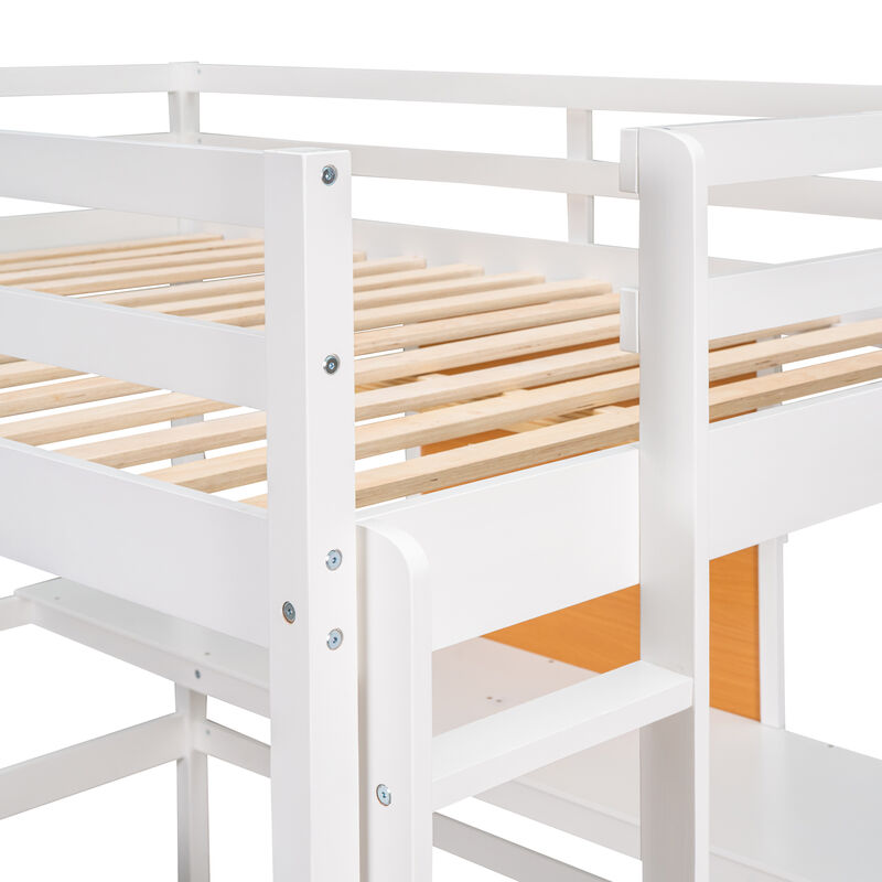 Merax Modern  Wooden Loft Bed with Desk
