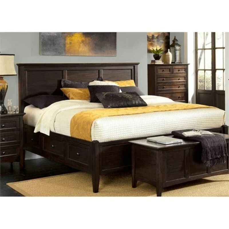 Belen Kox Dark Mahogany Queen Storage Bed, Belen Kox