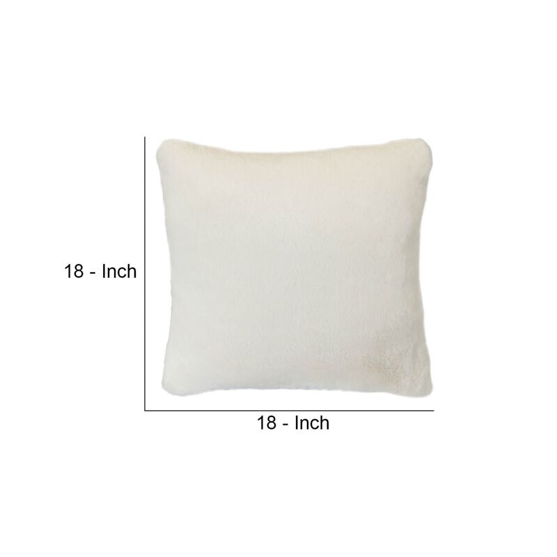 Faux Fur Pillow with Removable Cover and Zipper Closure, Set of 2, White-Benzara