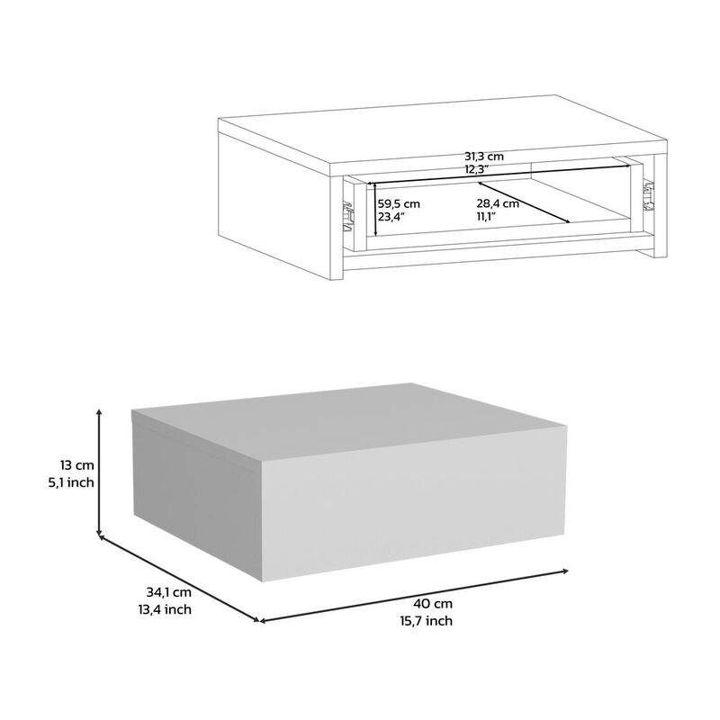 Ivor Floating Nightstand, Modern Wall-Mounted Bedside Shelf with Drawer