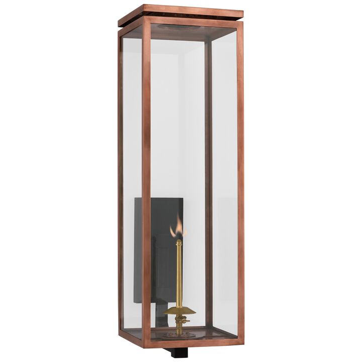 Fresno Grande Bracketed Gas Wall Lantern in Soft Copper with Clear Glass