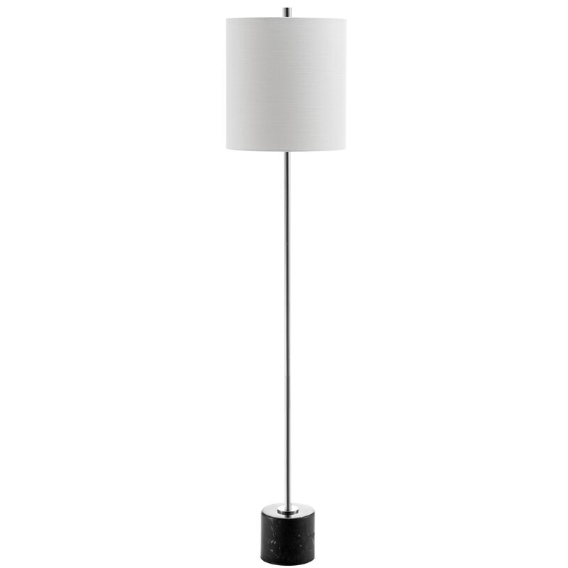 Levitt 60.5" Marble/Metal LED Floor Lamp, Black/Chrome