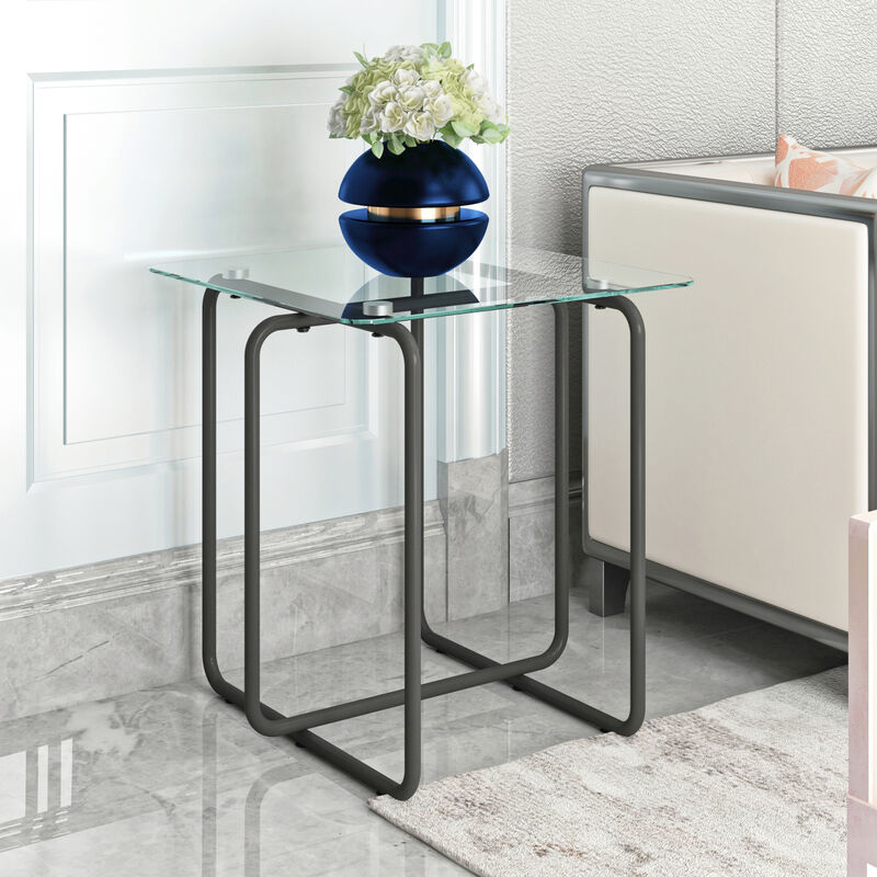 Modern Tempered Glass Coffee Table End Table Side Table for Living Room, bedroom, Transparent