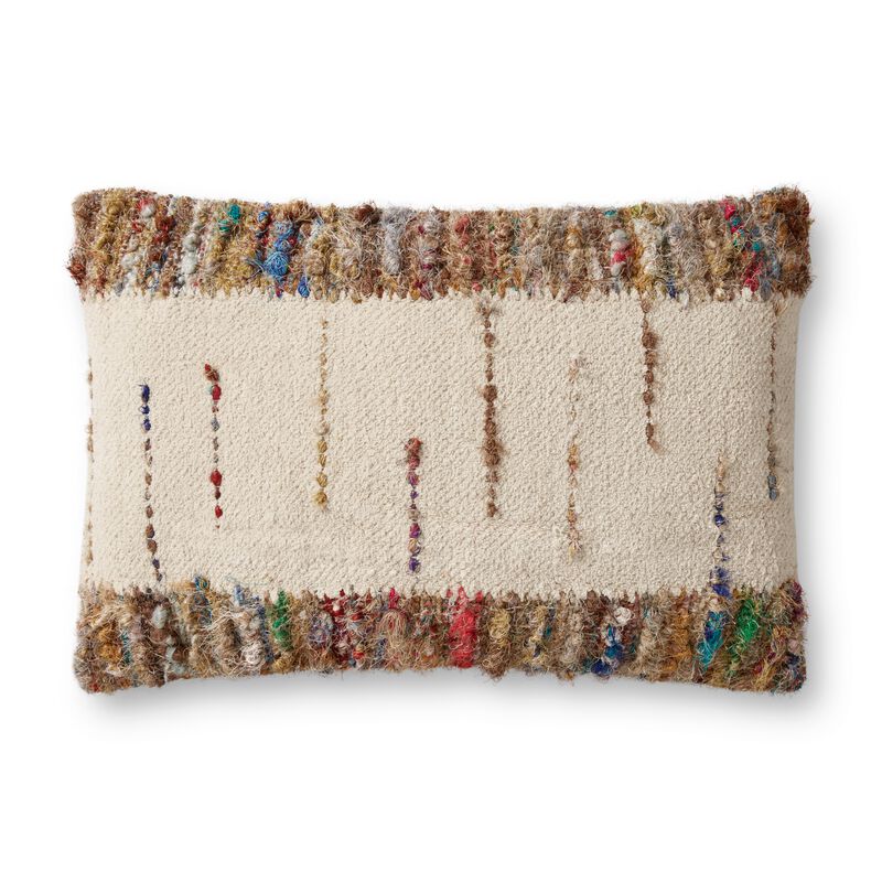 PLL0073 Ivory/Multi 16"x26" Poly Pillow