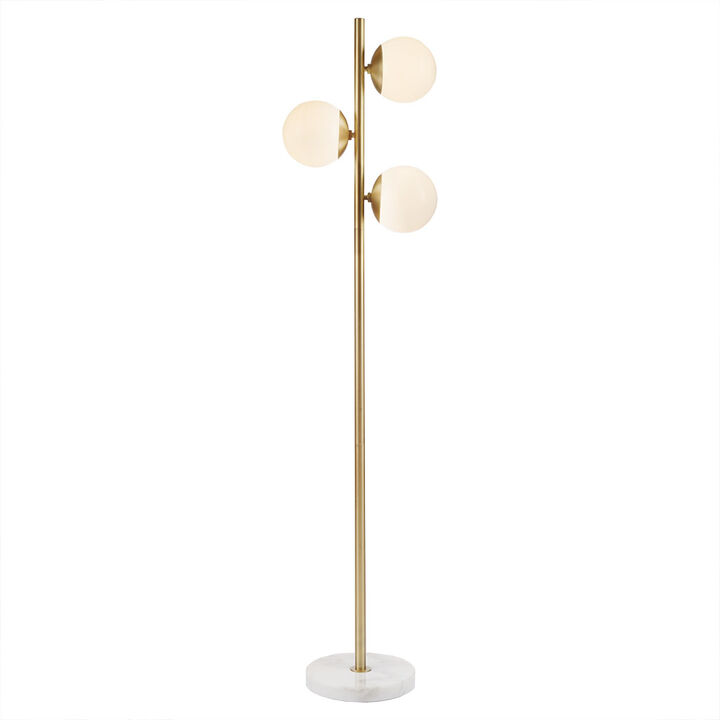 Gracie Mills Lindy 3-Globe Light Floor Lamp with Marble Base