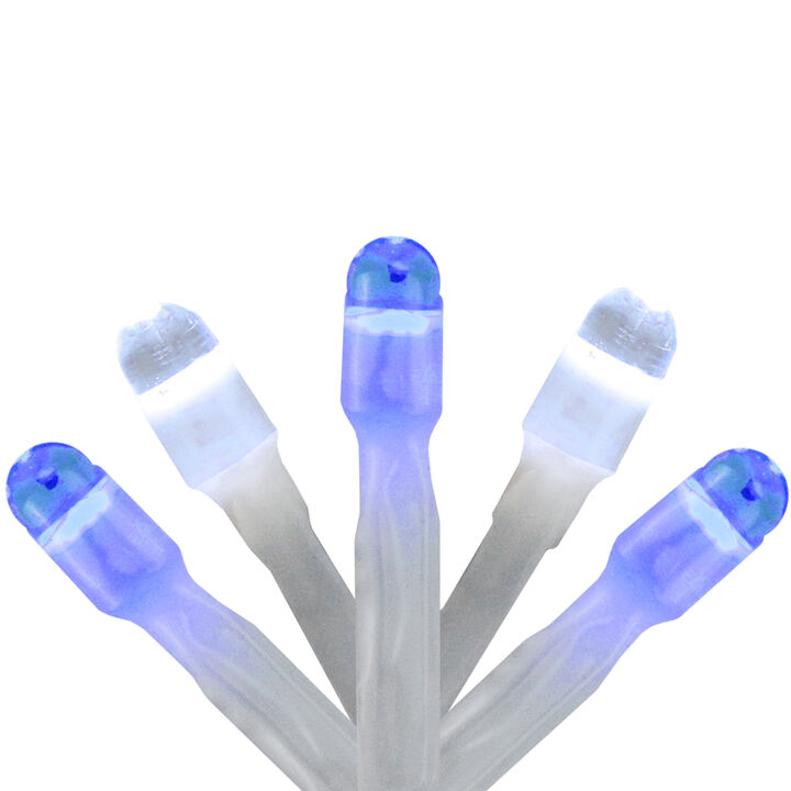 150 Blue and White LED Swag Christmas Lights - 7.5 ft White Wire