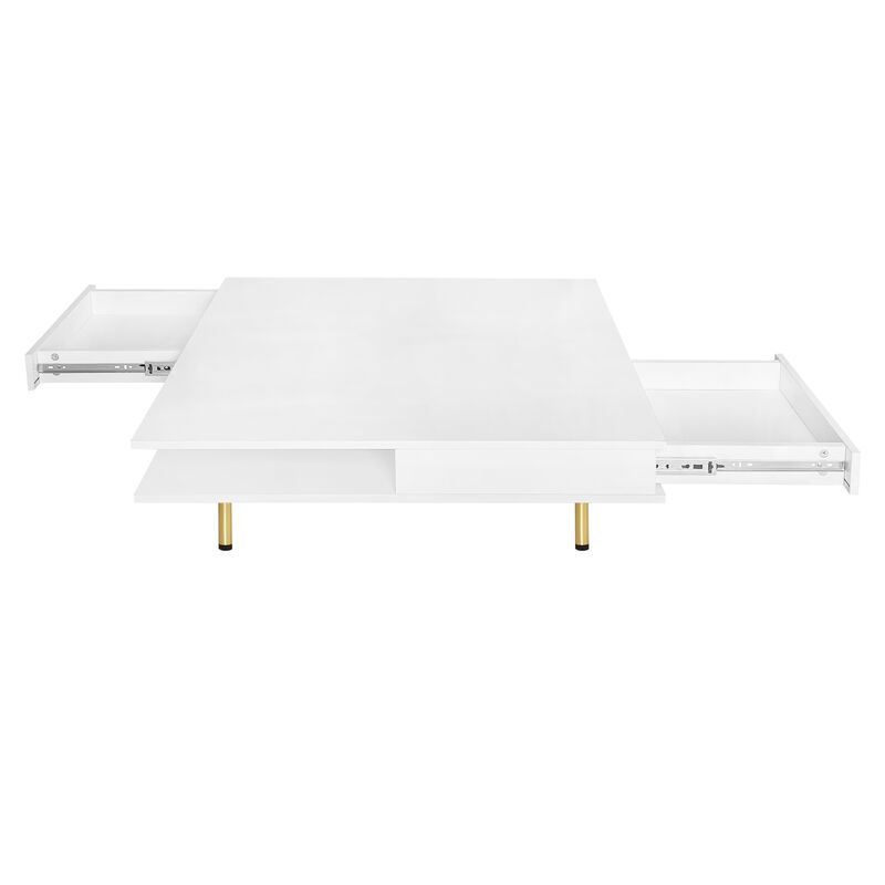 Merax High Gloss Coffee Table with 2 Drawers