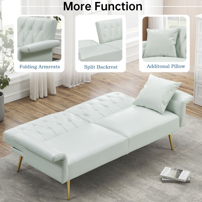 Merax Faux Leather Sleeper Sofa with Adjustment Armrests