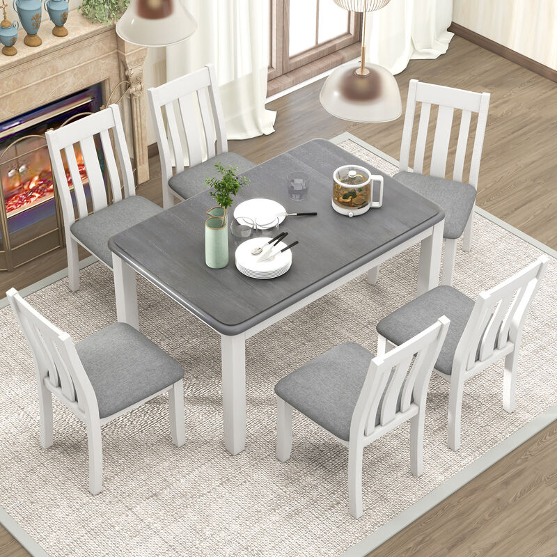 Merax Retro Style 7-Piece Dining Table Set