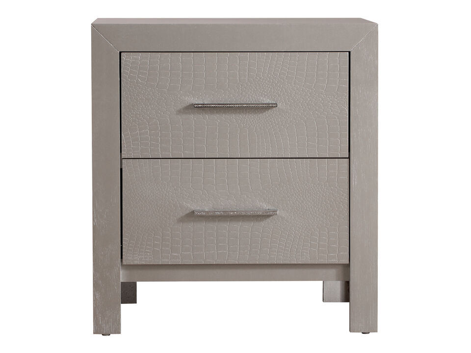 Glades 2-Drawer Silver Champagne Nightstand (25 in. H x 17 in. W x 22 in. D)