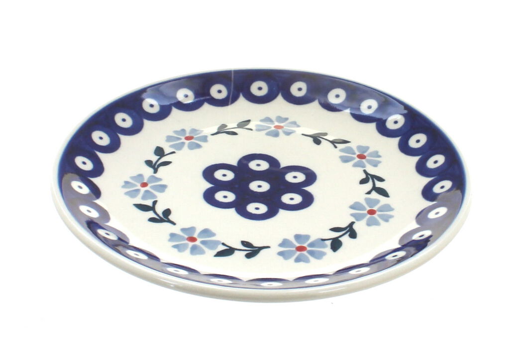 Blue Rose Polish Pottery Dots Dessert Plate