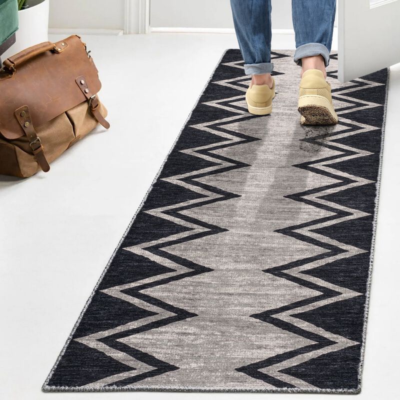 Siksak Modern Chevron Border Area Rug