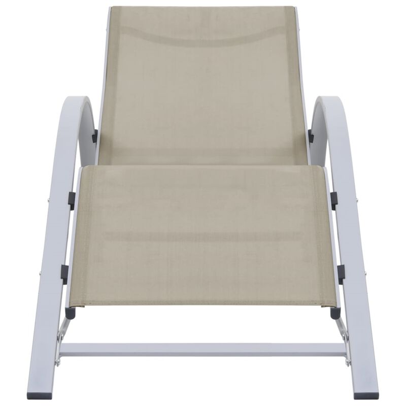 vidaXL Patio Sunlounger - Comfortable, Weather-Resistant, Cream Color Textilene with Aluminum and Steel Frame, Ergonomic Design, Perfect for Garden, Beach, and Poolside Lounging