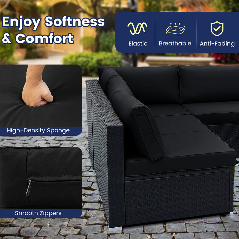 10 Piece Outdoor Wicker Conversation Set with Seat and Back Cushions