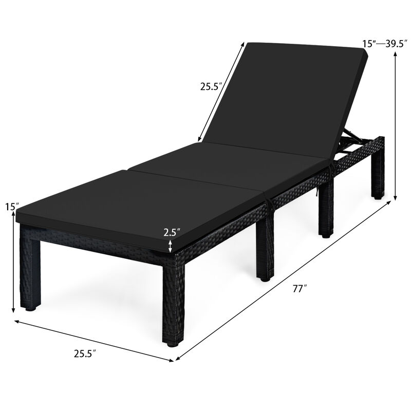 Patio Rattan Cushioned Height Adjustable Lounge Chair