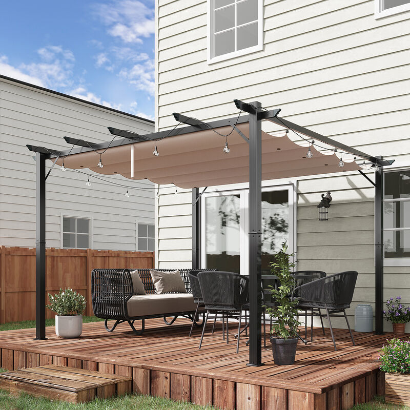 10' x 10' Outdoor Pergola Gazebo Backyard Canopy Cover Adjustable Sunshade