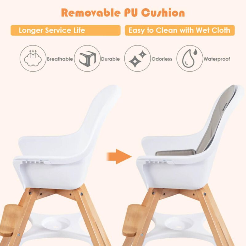 Hivvago 3-in-1 Convertible Wooden Baby High Chair