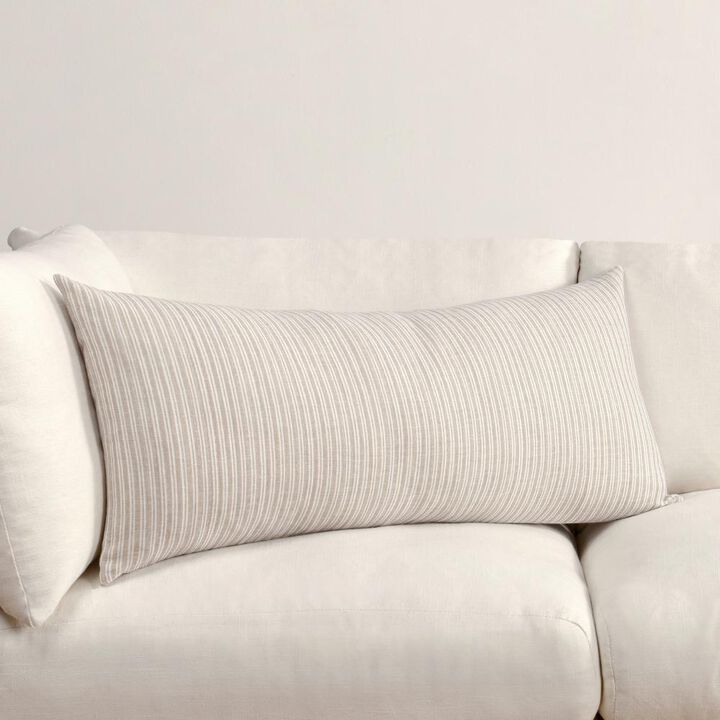 Kosas Home Camille 16x36 Cotton Linen Blend Throw Pillow, Natural Beige