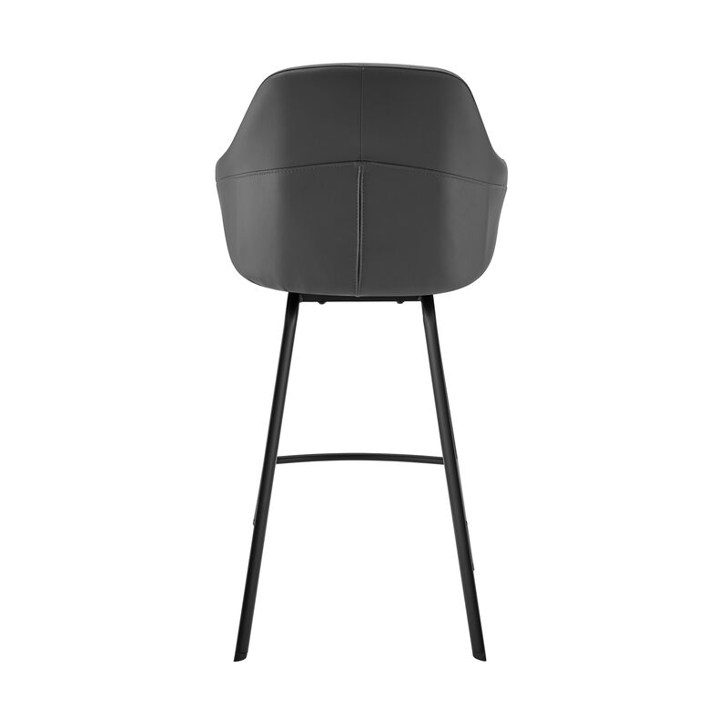 Brigden Gray Faux Leather and Black Metal Swivel  Counter Stool