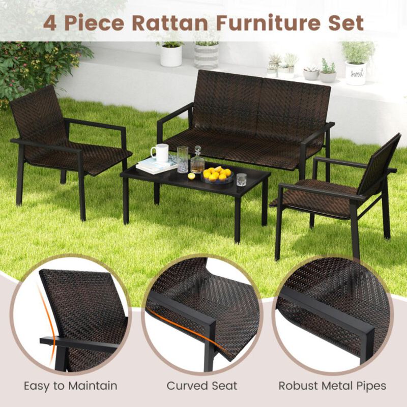 Hivvago 4 Pieces Patio Furniture Set with Heavy Duty Galvanized Metal Frame