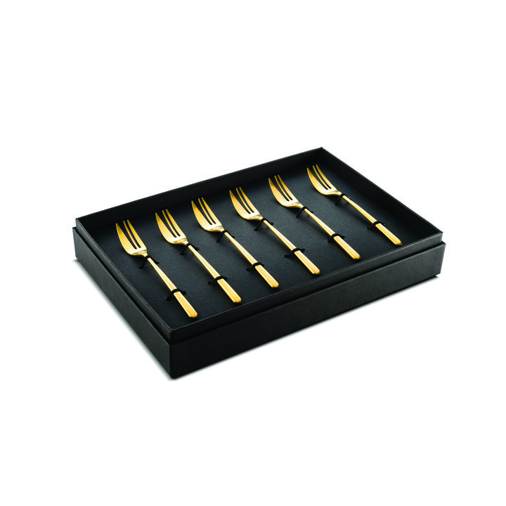 Linea 6 Piece Ice Gold Cake Fork Set