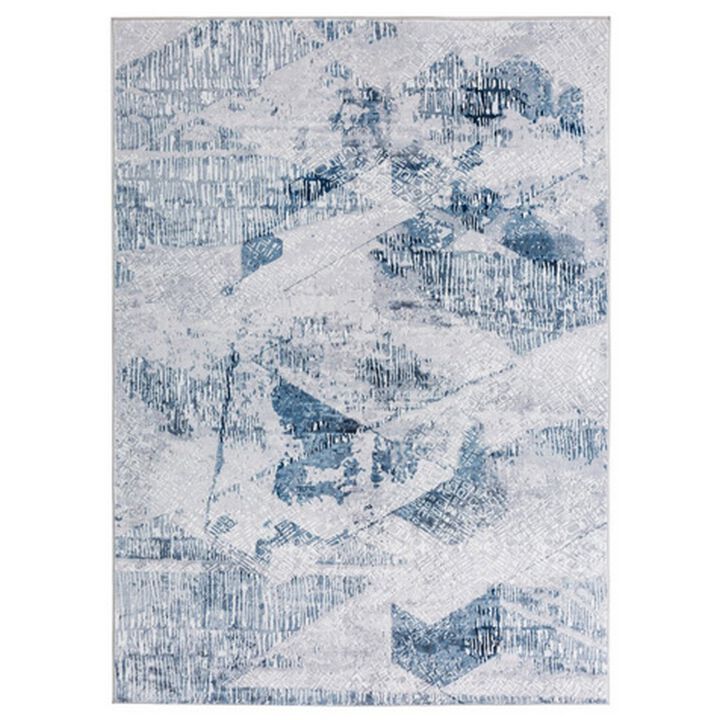 Lexi 5 x 7 Modern Area Rug, Abstract Art Design, Soft Fabric, Blue, Gray - Benzara