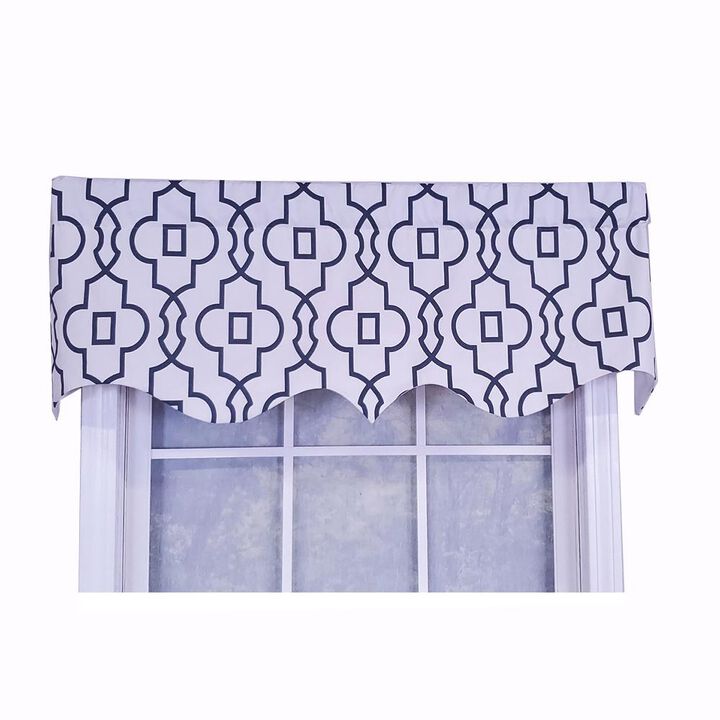 RLF Home Modern Design Classic Crusade Regal Style Window Valance  50" x 17" Light Navy