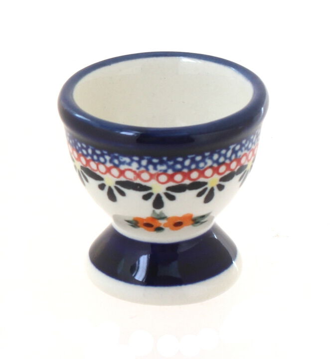 Blue Rose Polish Pottery Flowering Peacock Egg Cup