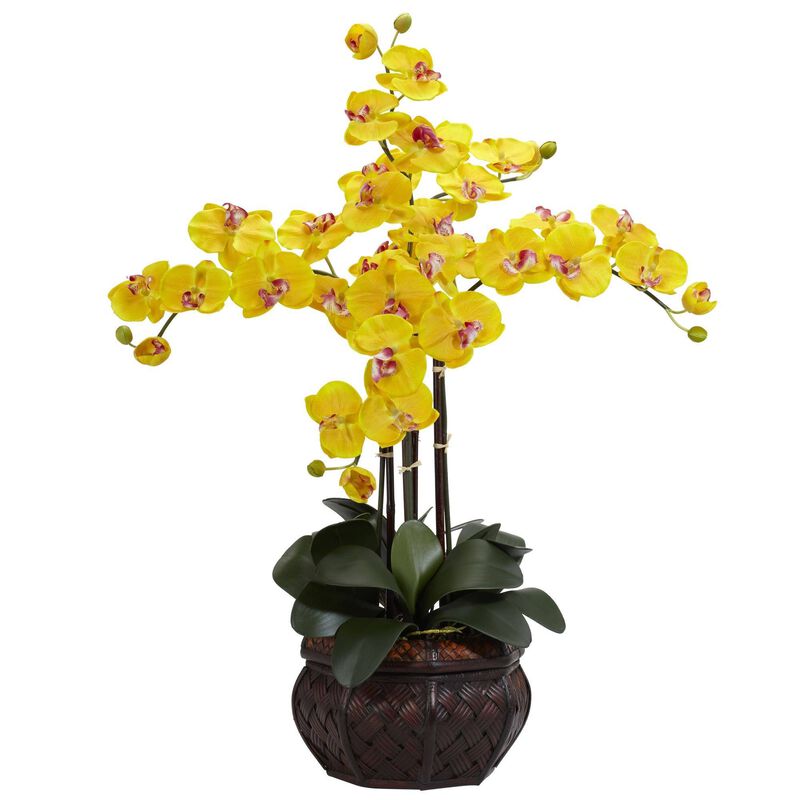 Nearly Natural 31-in Phalaenopsis w/Decorative Vase Arrangement