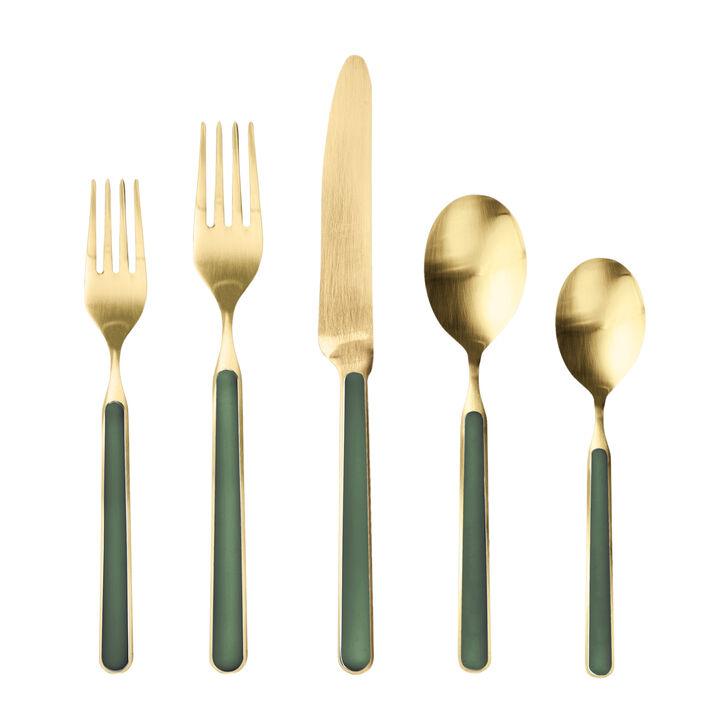 Fantasia 20-Piece Flatware Set in Ice Gold Green