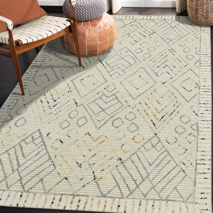 Berlin Drayton Ivory Hand-Hooked Wool Area Rug