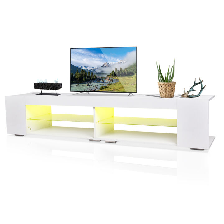 LED TV Stand Modern Entertainment Center with Storage High Gloss Gaming Living Room Bedroom TV cabinet