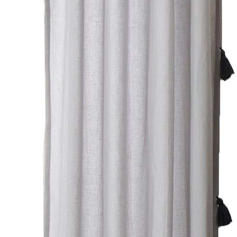Xumi 4 Piece Window Curtain, 2 Panels with Tie Backs, Modern Gray Finish - Benzara