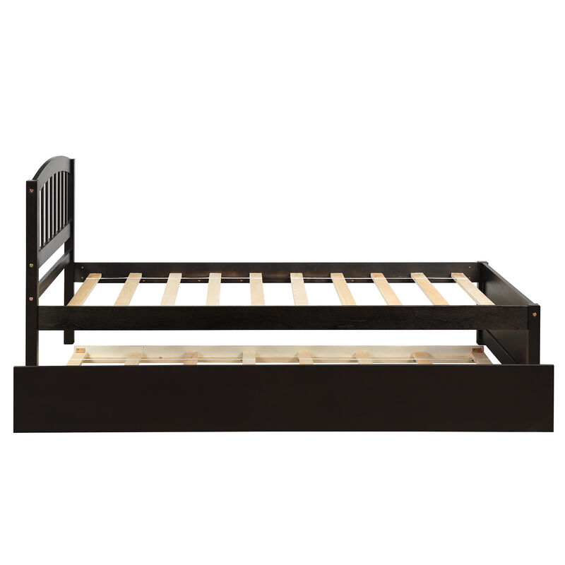 Merax Platform Bed Wood Bed Frame with Trundle