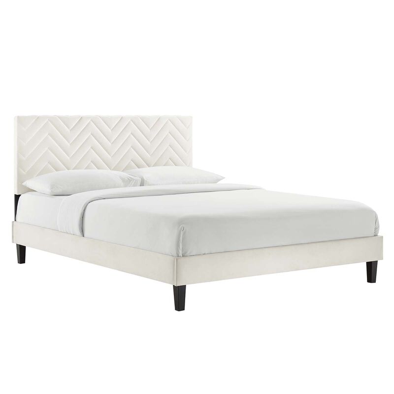 Modway - Leah Chevron Tufted Performance Velvet Queen Platform Bed