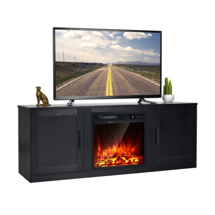 58 Inch TV Stand with 1500W Faux Fireplace for TVs up to 65 Inch