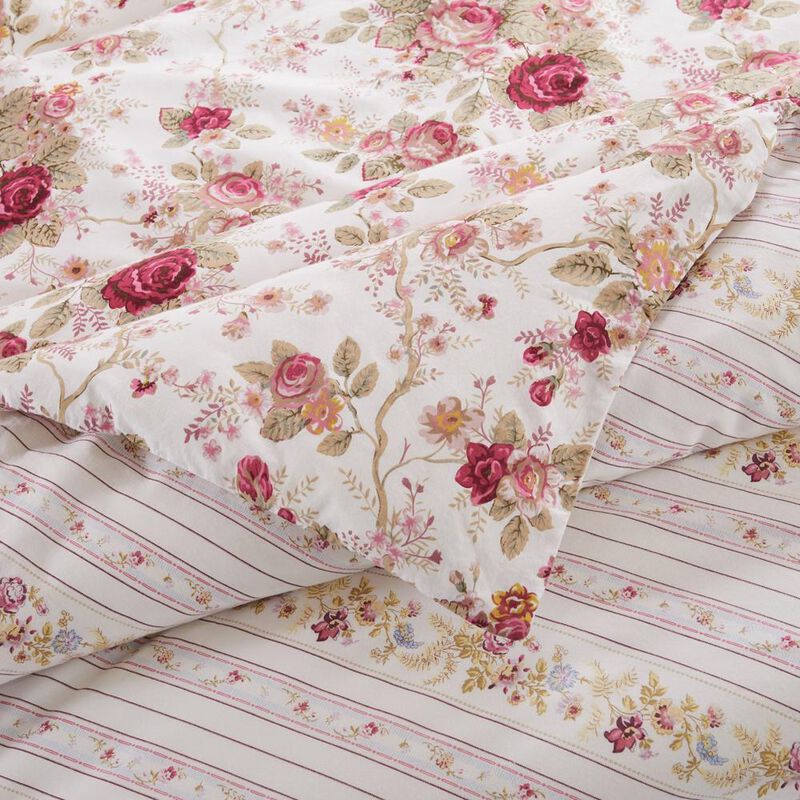 Greenland Home Fashions Antique Rose Luxurious Comfortable 3 Pieces Duvet Cover Set Ivory Full/Queen