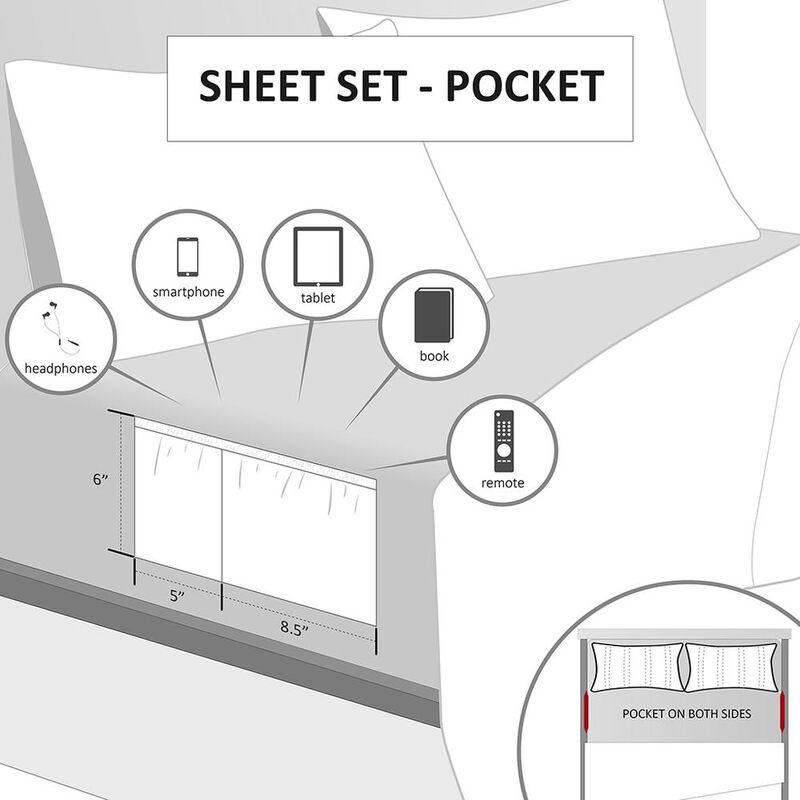 Belen Kox Pink Microfiber Sheet Set with Side Storage Pockets, Belen Kox