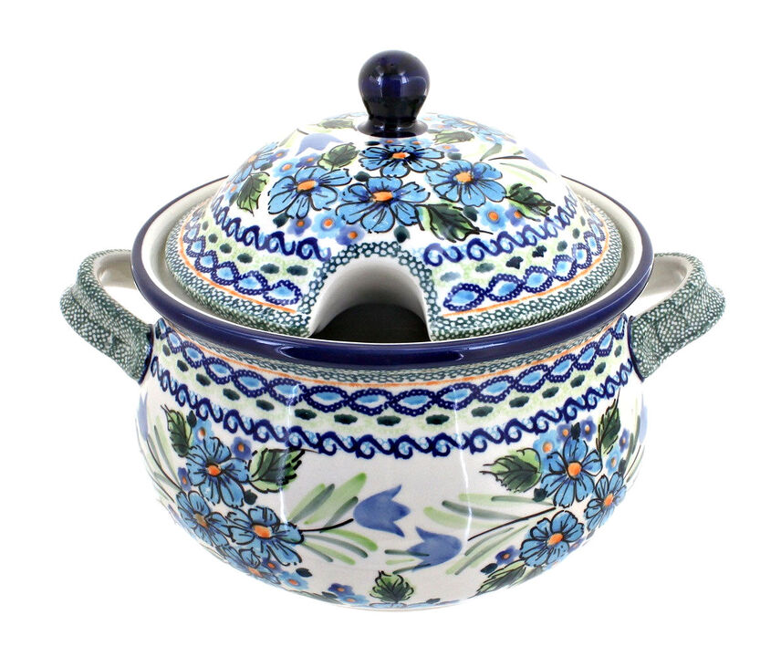 Blue Rose Polish Pottery Grapes Soup Tureen