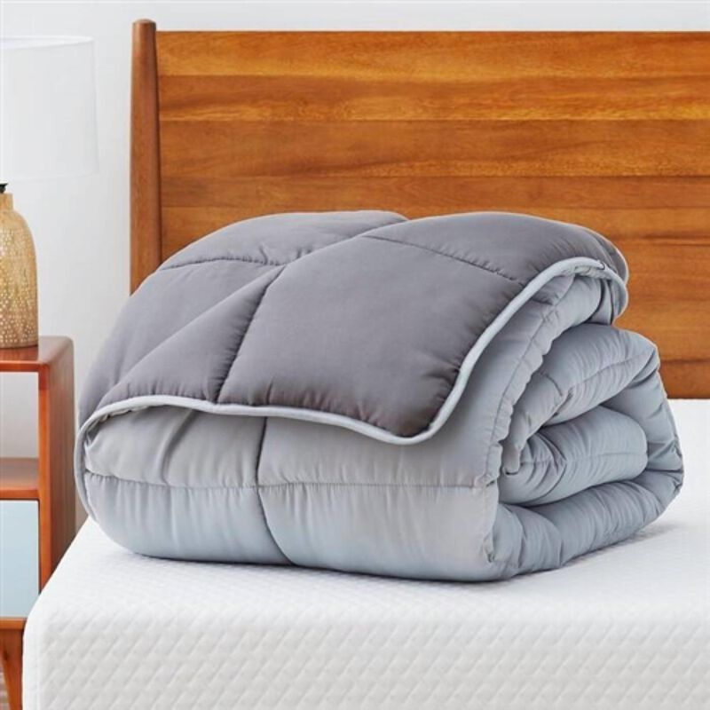 Hivvago Twin Size All Seasons Plush Light/Dark Grey Reversible Polyester Down Alternative Comforter