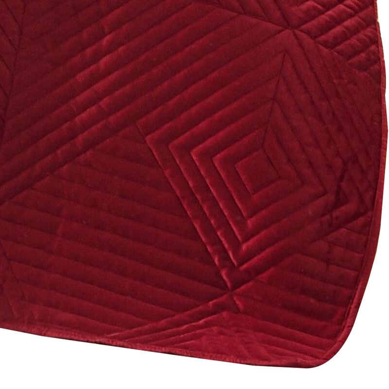 Ahab 50 x 60 Inch Quilted Throw Blanket with Fill, Dutch Velvet Face, Red - Benzara