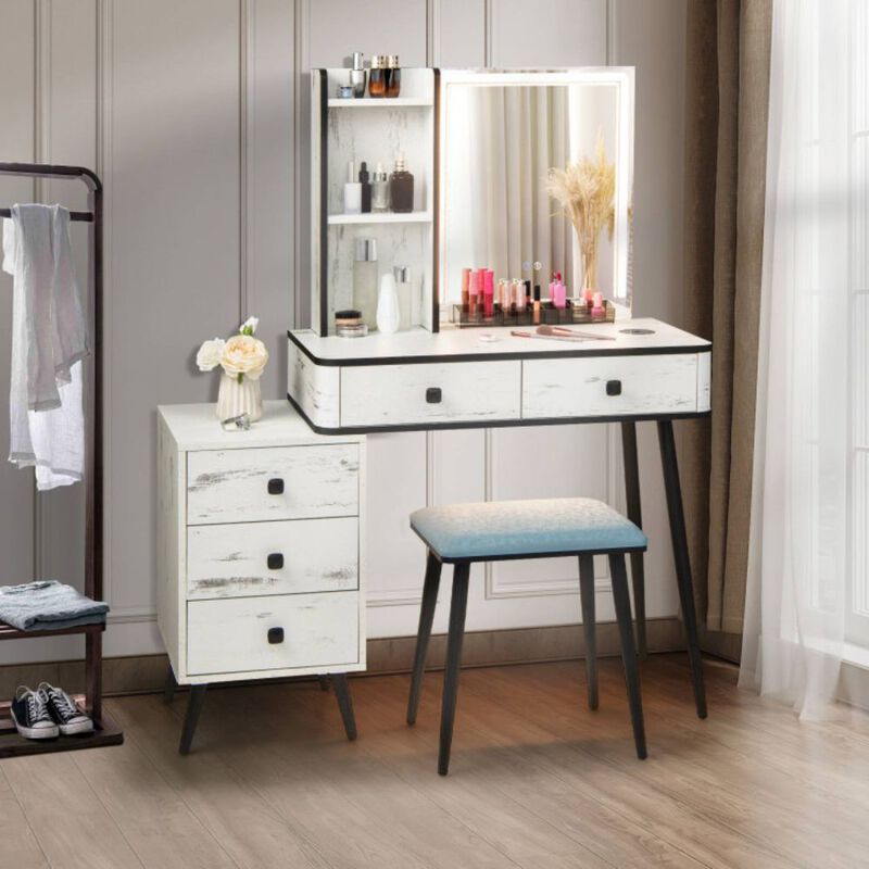 Vanity Makeup Table Set with Lighted Mirror