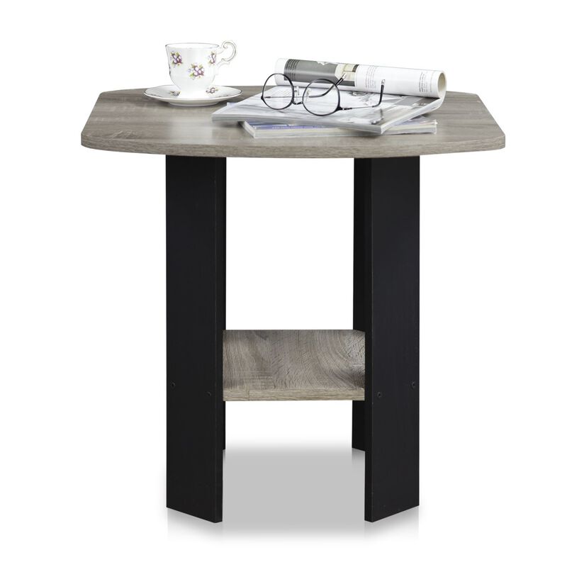 FURINNO Simple Design End Table, 2-Pack, French Oak Grey/Black