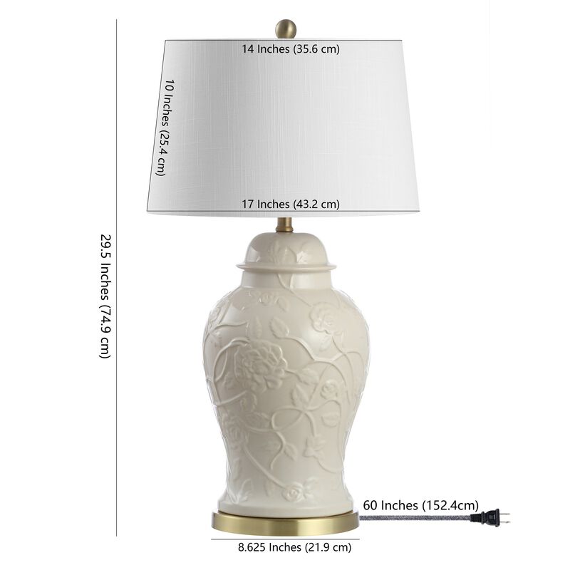 Naiyou 29.5" Ceramic Classic Traditional LED Lamp Table Lamp, Cream