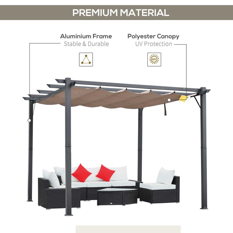 10' x 10' Outdoor Pergola Gazebo Backyard Canopy Cover Adjustable Sunshade