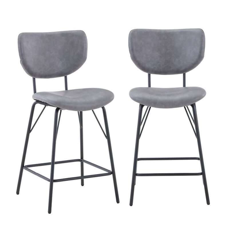 Jofran Modern Faux Leather Split-Back Upholstered Counter Height Barstool (Set of 2)