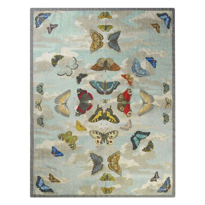 Mirrored Butterflies Sky Linen Throw